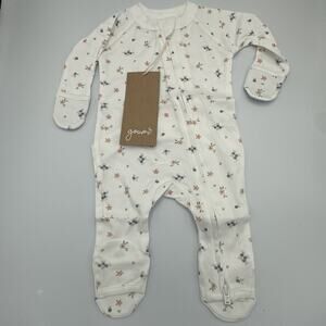 Goumi Kids Posey Baby Footie Size 0-3 Month Sleeper Zippy Jumpsuit Bamboo Floral